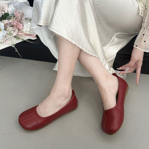 Free Shipping Soft Leather Version~ WomenS Flat Shallow-Toe Ballet Flats Slip-On Style Comfortable And Casual Round Toe Versatile Design