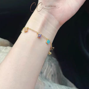 CC Wardrobe Elegant Colorful Mini Clover Bracelet - Cute Lucky Four-Leaf Clover Jewelry Gift for Women and Girls