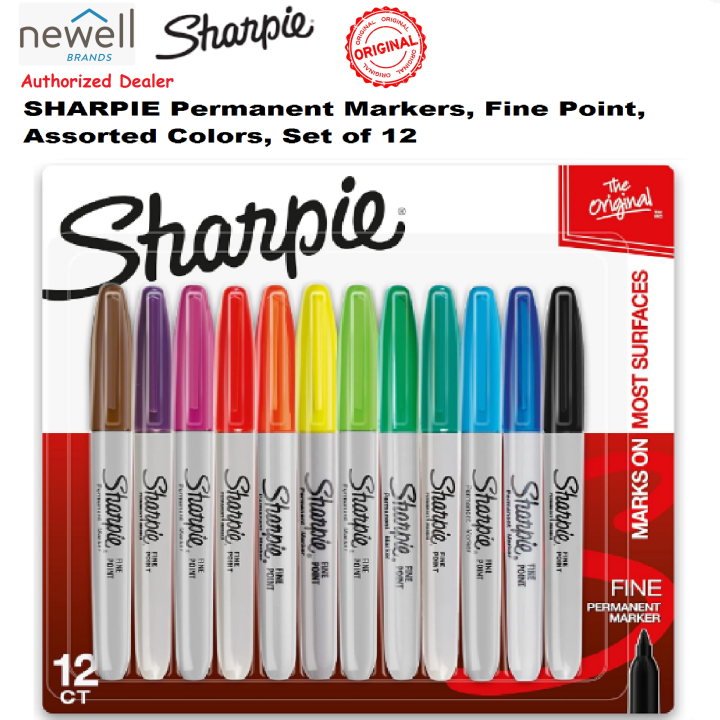 newell SHARPIE Permanent Markers, Fine Point, Assorted Colors, Set of ...