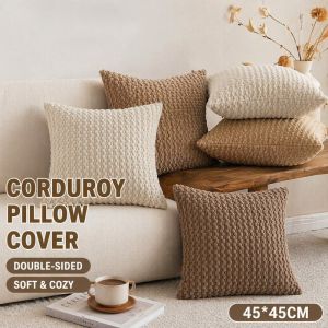 45×45cm Double-Sided Corduroy Pillow Cover Solid Nordic Style Soft Decorative Sofa Cushion Case