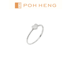 Poh Heng Jewellery 18K Heart Shape Ring in White Gold