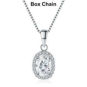 NeeTim Oval Cut Moissanite Necklace Pendant s925 Sterling Silver Necklace Chain Necklace Gift for Women Girl Wedding Jewelry