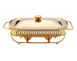 Luxury Gold/Silver Chafing Dish Buffet Food Warmer Display Rectangular Casserole Display