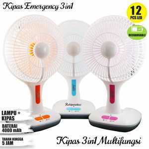 Kipas Angin Meja Fungsi AC/DC Bisa Digunakan Untuk Powerbank Kipas Angin Emergency LED Portable 6inch + Lampu Emergency LED 24 SMD Rechageable