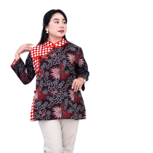 Atasan Batik Jumbo Wanita Blouse Big Size Wanita Lengkap S-M-L-XL-2L-3L-4L-5L-6L-7L Model Blus Jumbo Seragam Batik / Atasan Batik LD 140 Pakaian Kekinian