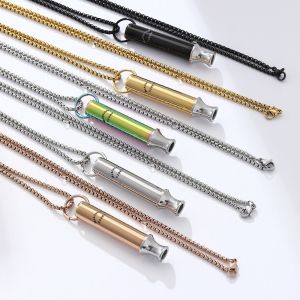 GENENIC Titanium Steel Breathing Resistance Whistle Necklace 528Hz Pearl Necklace Meditation Mindfulness Pendants Pendant Auxiliary Yoga Meditation Necklace Friends Birthday Gift