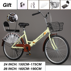 ANEXRD Folding bike 24/26 inch Adult folding bike Family bike 7-speed bike Bicycle for women