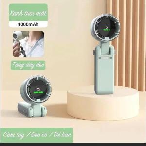 【Ra mắt sản phẩm mới】Quạt Cầm Tay Tích Điện 5 Bánh Turbo Pin Trâu 5 Cấp Độ Gió Xoay 180 Độ Gấp Gọn Tặng Kèm Dây Đeo Cổ Tiện Lợi