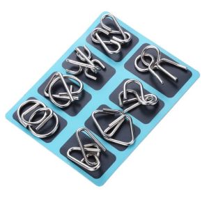 8Pcs/set Metal Montessori Puzzle Wire IQ Mind Brain Teaser Puzzles for Children Adults Anti-Stress Reliever
