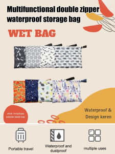 Multifunctional storage bag wet and dry double zipper waterproof diaper diaper storage bag