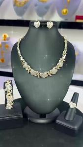 【品质精选】欧美经典XO珠宝首饰套装锌合金项链耳环手链戒指饰品四件套