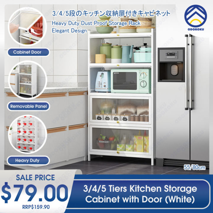 ODOROKU 3/4/5 Tiers White Heavy Duty Free Standing Kitchen Rack with ...