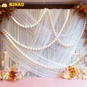 【N2HAO】 Wedding Backdrop Wall Decor - Faux Large Pearl - DIY Beaded Garland White Ball Pendant & Figurine