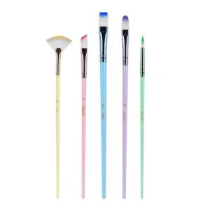6 Pcs Acrylic Brushes Set Macaron Colored Painting Brushes Art Supplies For Watercolor Gouache Acrylics