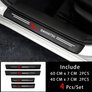 4PCS Sticker Pelindung Sill Plate Carbon Fiber Stiker Pelindung Pijakan Lantai Pintu Mobil