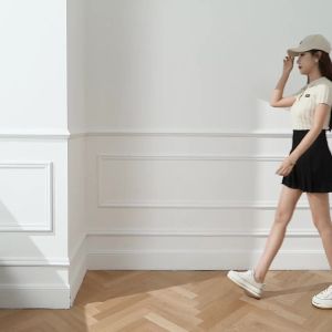 Ammin thời trang phong cách Hàn Quốc váy xếp ly nữ 2024 Mùa Xuân/Mùa Hè không đều nối eo cao thiết kế giản dị A-line chống trượt thanh lịch màu trơn đi lại váy