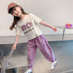 Beryl kids🌸ชุดเซทเด็กผู้หญิง🎀ชุดเด็กลำลองสองชิ้น เสื้อคอกลมแขนสั้นกางเกงขายาว สไตล์เกาหลี งานสกรีนแฟชั่นฤดูร้อน