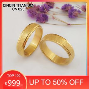 Cincin Titanium/stainless steel couple harga/1biji dan cauple cincin dewasa gold permata lapis emas gold CN 025