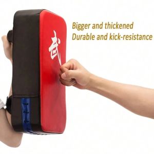 GORGE Adjustable Strap Taekwondo Kick Pad PU Leather Ergonomic Grip Curved Kick Shield Muay Thai Strike Target for Fitness Training