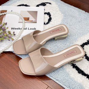 [Free Shipping] New Summer Styles: WomenS Chunky-Heeled Square-Toe Slip-On Sandals Perfect For Outdoor Wear With A Non-Slip Sole Fashionable And Versatile Crystal Sandals