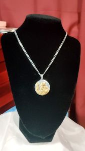 ST. BENEDICT NON TARNISH 2TONE STAINLESS SILVERS NECKLACE FOR PROTECTION AGAINST EVIL 1.3mm Medal 23 inches Long