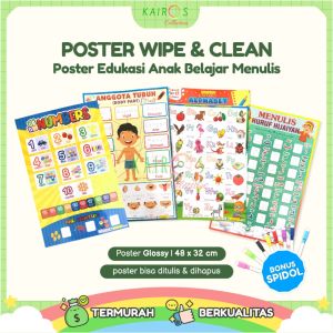 Poster Dinding Glossy Wipe & Clean Edukasi Anak PAUD & TK Belajar Menulis Alfabet ABC