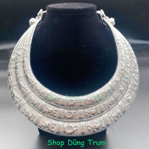 Kiềng 3 tầng hầu đồng vòng cổ dân tộc 3 tầng sáng đẹp DT014