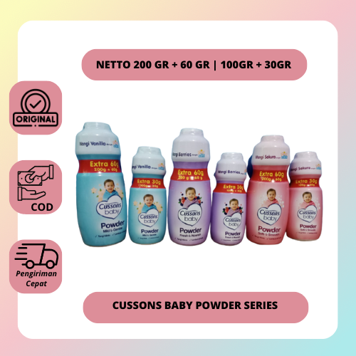 Cussons Baby Powder / Bedak Bayi Cusson | Ukuran 100 gr + 30gr & 200gr + 60gr & 75gr + 25gr