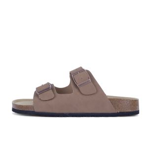 BOKEN Mens Beach Cork Sandals Adjustable Straps Soft Footbed Slippers Outdoor Khaki Brown