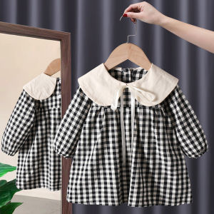 1T-5T Dress Casual Anak Perempuan Polkadot Style Korea Lengan Panjang