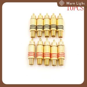 Warm Light 10pcs RCA Connector Male Jack Plug Audio Vedio Welding Red Black
