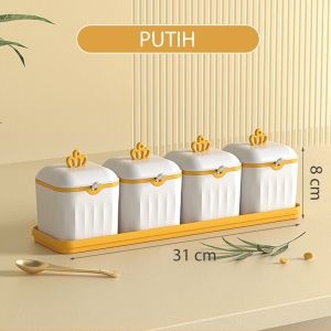 Tempat Bumbu Dapur Set Lucu Murah 4 in 1 Modern Import / Rak Bumbu Dapur Set Garam Gula Bawang Kopi Murah Serbaguna / Toples Wadah Bumbu Dapur Set Murah Minimalis / Rak Dapur Serbaguna / Peralatan dan Perlengkapan Perabotan Dapur Rumah Tangga / BS 246