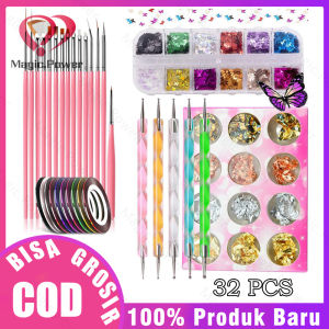 Kit Ujung Kuas Kuku Akrilik Set Kombo Profesional DIY Kit Seni Kuku Gel UV Alat Gosok Ujung Kuku Set Lem Akrilik Spons Kuku untuk Manikur Luntur Warna