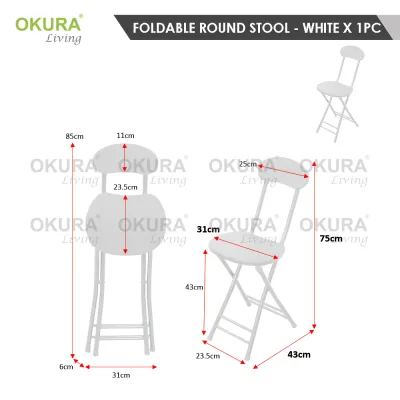 OKURA Set Of Foldable Round Table + Foldable Stool / Portable Dining Room Set / Camping Table / Meja Lipat / Meja Makan