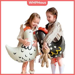 WHPHous 2Pcs Chicken-Shaped Aluminum Foil Balloons Black White Polka Dot Cartoon Standing Decorations Childrens Birthday Party Balloons