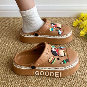 [Free Shipping] Cute Cartoon Thick-Soled Platform Clogs WomenS New Summer Fashion Outdoor Sandals With A Closed-Toe Design