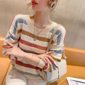 Knitted Jacket Color Collision Knitted Top Slimming Elegance Plasticity Young Women Comfort Keep Warm