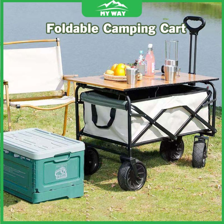 【High Quality】 8inch Outdoor Foldable Camping Cart Picnic Cart Portable Picnic Trolley Car