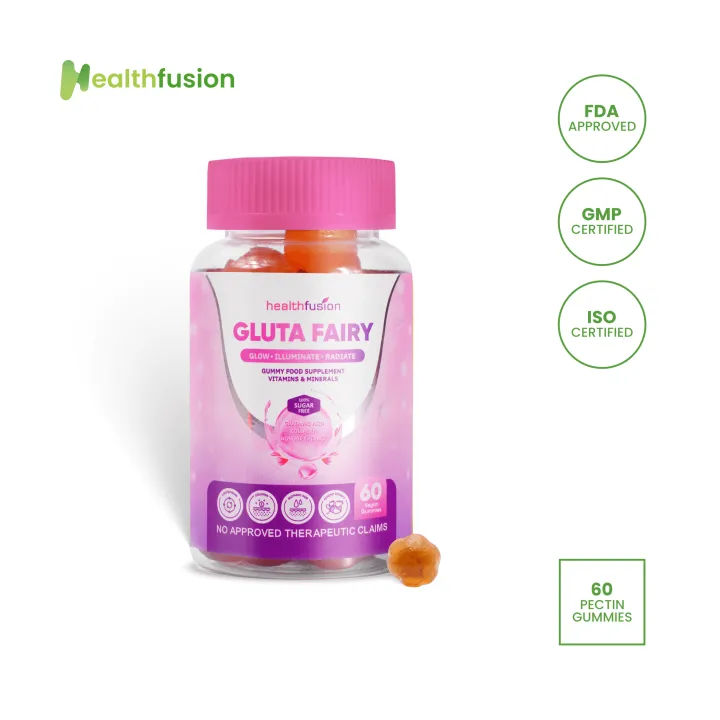 Gluta Fairy Anti-Aging Beauty Gummies with L-Glutathione, Collagen & Rosehip - Sugar-Free Skin Whitening Supplement, 60 Pieces