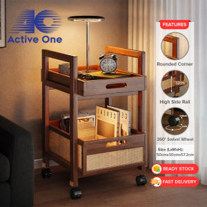 ACTIVEONE 2 Tier Trolley Side Table Bedside Cabinet With Wheels Bedside Table Bamboo Storage Trolley Organizer Rack Rak Simpanan Troli Beroda - Fulfilled by ACTIVEONE