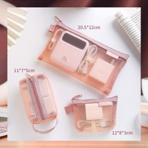 【📣SG Seller】3pcs Mesh Zipper Pouch Set Multi-Purpose Cable/Electronics /Cosmetic/Pens Storage Bag