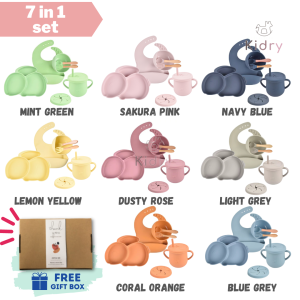 Baby Silicone Tableware Feeding Set Infant Children Suction Bowl Plate Cup Dinnerware Kids Gift | Peralatan Makan Bayi