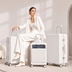 Khung nhôm Vali Hành lý Sea Choice 2040 20 inch Hành lý mở phía trước Ngăn đựng máy tính xách tay Vali cứng Hành lý mở từ trên xuống có Cổng USB Giá để cốc Khóa TSA 4 bánh xe loại ký gửi 24 inch 28 inch