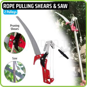 Rope Pulling Pruning Shears with Saw 2 Pulley | Gunting Dahan Tarik dengan Gergaji Potong Cabang Pohon Tinggi