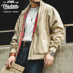 Maden Thương hiệu dụng cụ phong cách 2023 mới cứng rắn chàng Jason statham cùng phong cách nam thanh niên trưởng Thành Mỹ retro đứng lên cổ áo harrington Áo khoác G9 cổ điển ngắn chống cối xay gió phong cách nam Áo khoác có khóa kéo