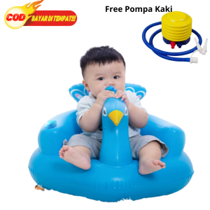 Kursi Sofa Baby Tiup PVC Tempat Belajar Duduk Bayi Baby Infant Seat Model Merak Musik Kursi Makan Sofa Angin Bayi Lipat Pompa Angin GRATIS POMPA KAKI DAN BUBLE WRAB