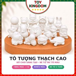 [3D Nhỏ] Tô Tượng Thạch Cao Cho Bé Đầy Đủ Màu Cọ Khay Bộ Tượng Tô Màu Đồ Chơi Trẻ Em Giải Trí