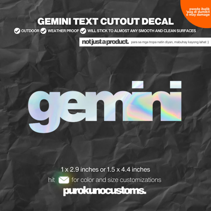GEMINI ZODIAC TEXT CUTOUT DECAL STICKER | Lazada PH