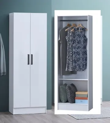 MYHOUSE KELLY 2 DOOR & 3 DOOR WARDROBE with HANGER Almari Baju Kabinet Cupboard Storage Cabinet White Color