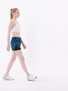 Sports Shorts Digital Print Elastic Waistband Training Running Leggings Back waist zipper M3033
